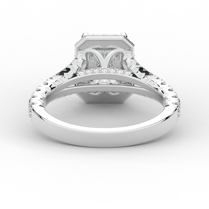 2.60CT.TW RADIANT LAB DIAMOND SPLIT SHANK HALO ENGAGEMENT RING - Nazarelle