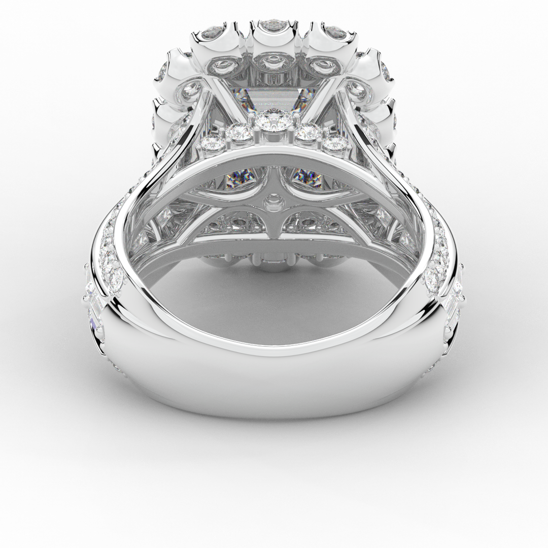 8.00CT.TW EMERALD CUT LAB DIAMOND HALO ENGAGEMENT RING - Nazarelle