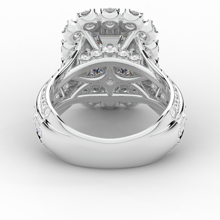 8.00CT.TW EMERALD CUT LAB DIAMOND HALO ENGAGEMENT RING - Nazarelle