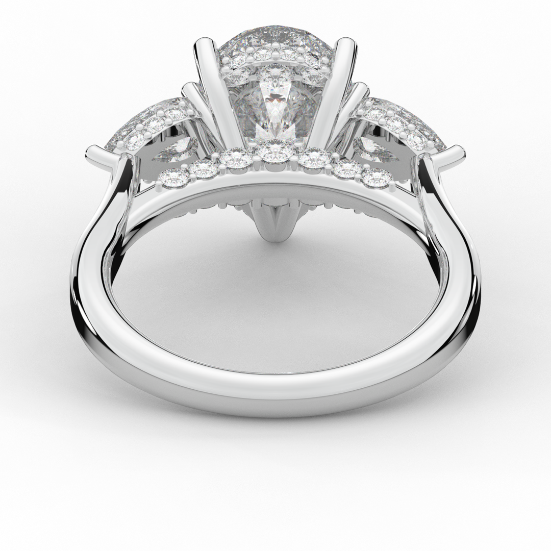 3.70CT.TW PEAR LAB DIAMOND 3 STONE ENGAGEMENT RING - Nazarelle