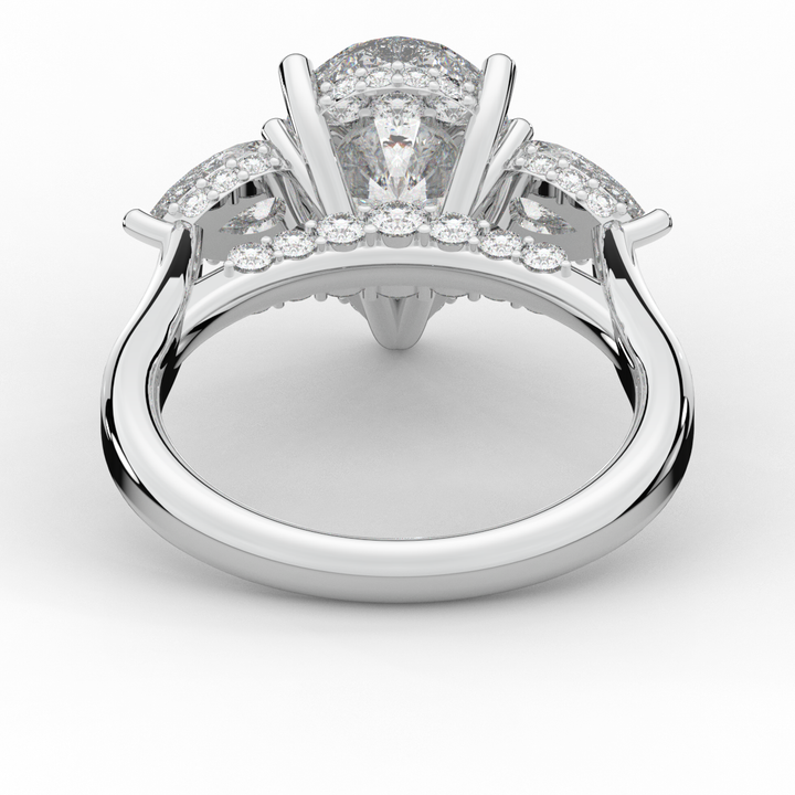 3.70CT.TW PEAR LAB DIAMOND 3 STONE ENGAGEMENT RING - Nazarelle