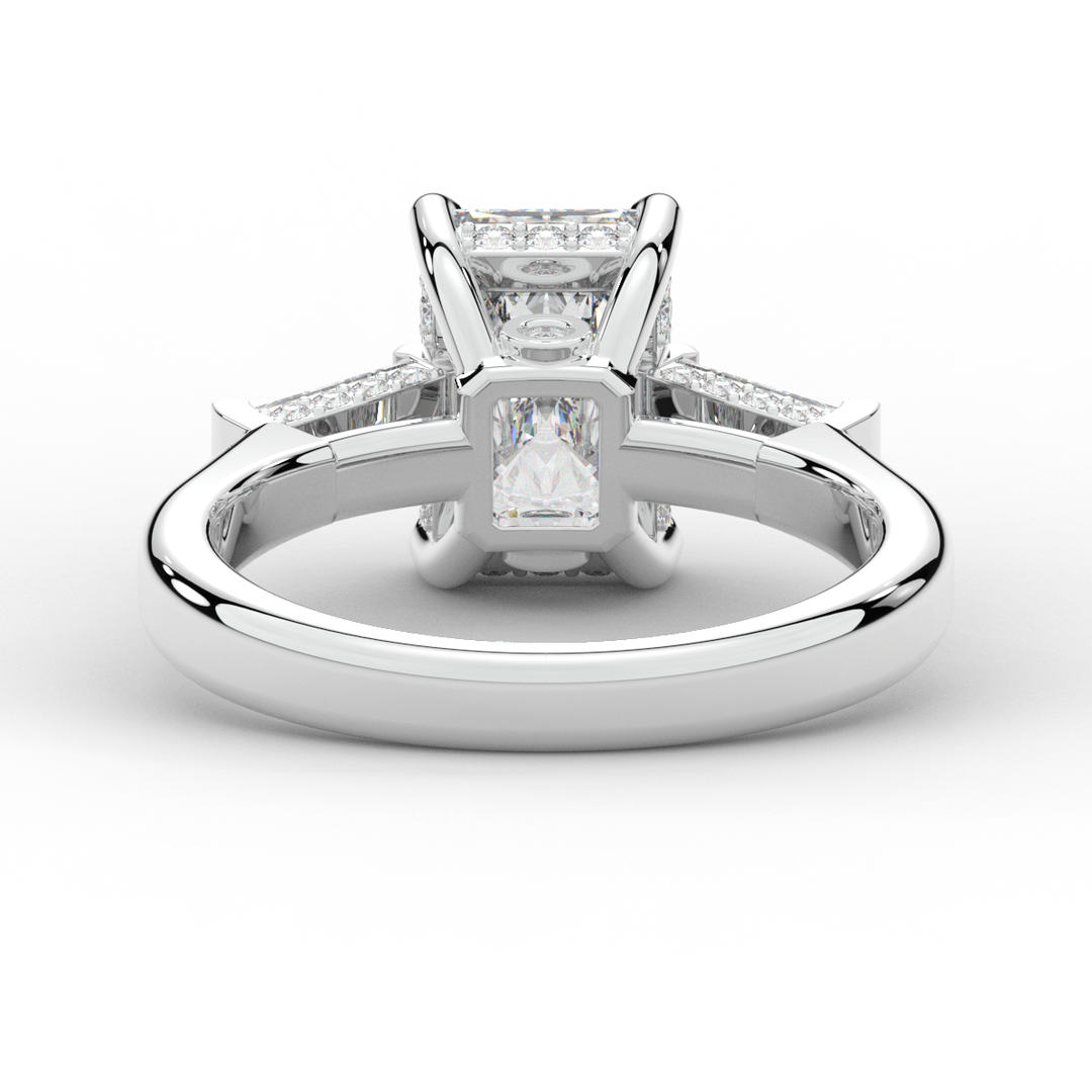 3.45CT.TW RADIANT LAB DIAMOND 3 STONE ENGAGEMENT RING - Nazarelle
