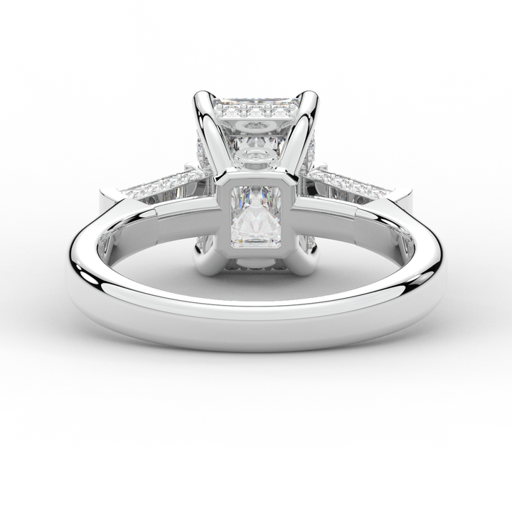 3.45CT.TW RADIANT LAB DIAMOND 3 STONE ENGAGEMENT RING - Nazarelle
