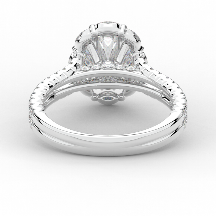 2.30CT.TW OVAL LAB DIAMOND HALO SPLIT SHANK ENGAGEMENT RING - Nazarelle