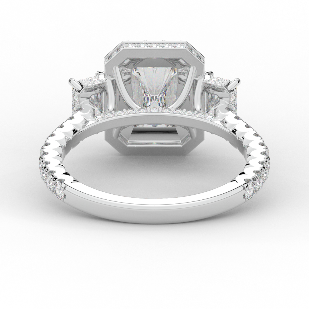 3.20CT.TW RADIANT LAB DIAMOND 3 STONE ENGAGEMENT RING - Nazarelle