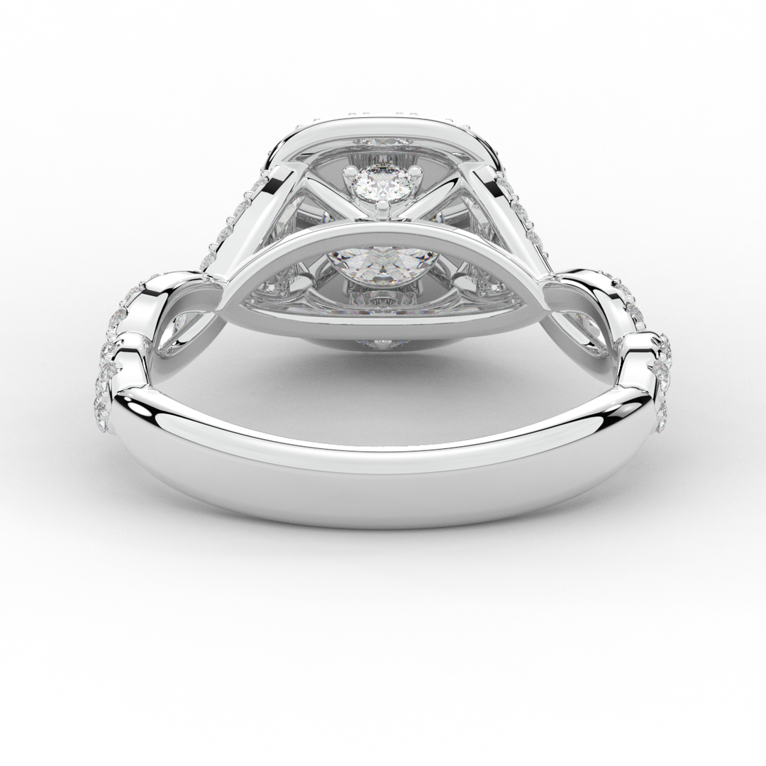 1.60CT.TW ROUND LAB DIAMOND HALO TWIST ENGAGEMENT RING - Nazarelle