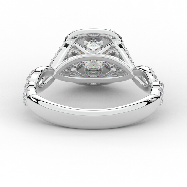 1.60CT.TW ROUND LAB DIAMOND HALO TWIST ENGAGEMENT RING - Nazarelle