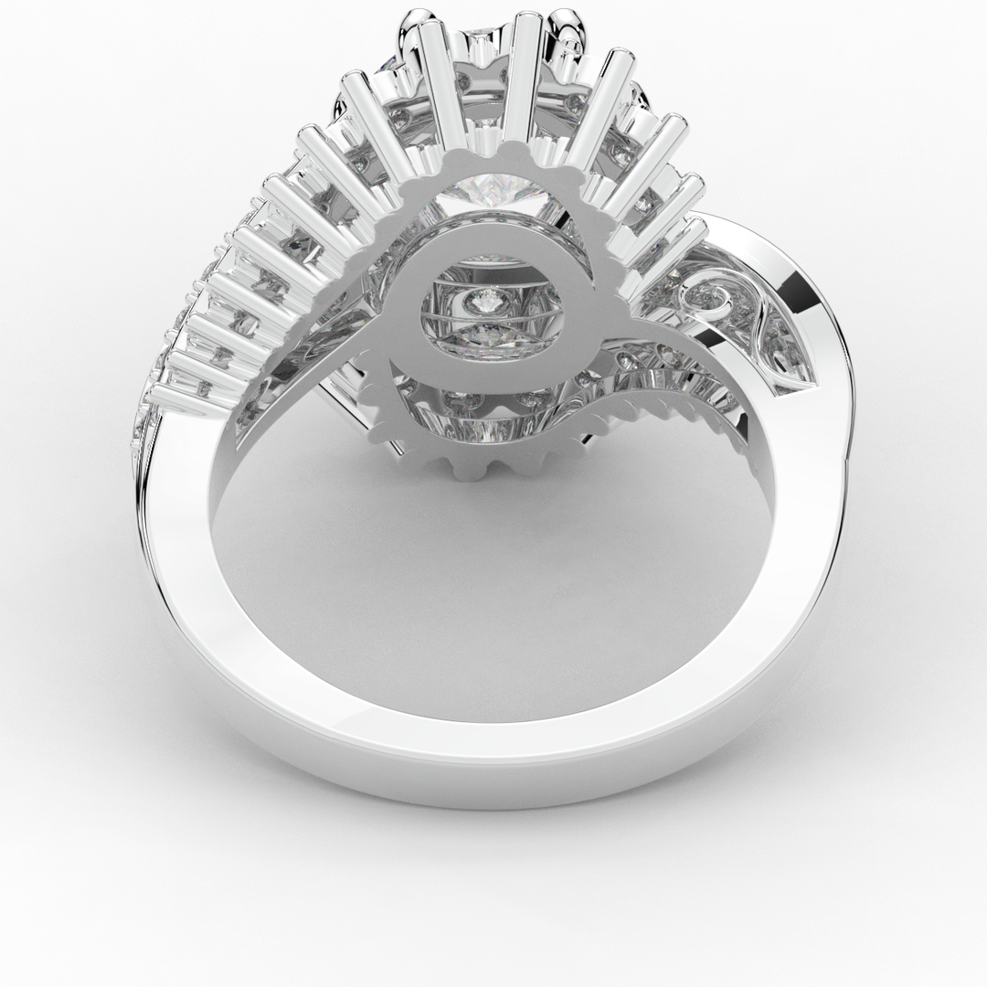 3.35CT.TW ROUND LAB DIAMOND BYPASS HALO ENGAGEMENT RING - Nazarelle