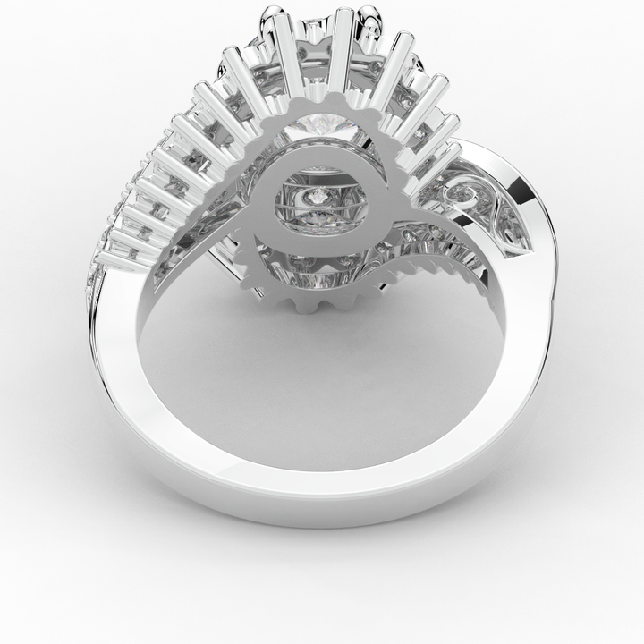 3.35CT.TW ROUND LAB DIAMOND BYPASS HALO ENGAGEMENT RING - Nazarelle