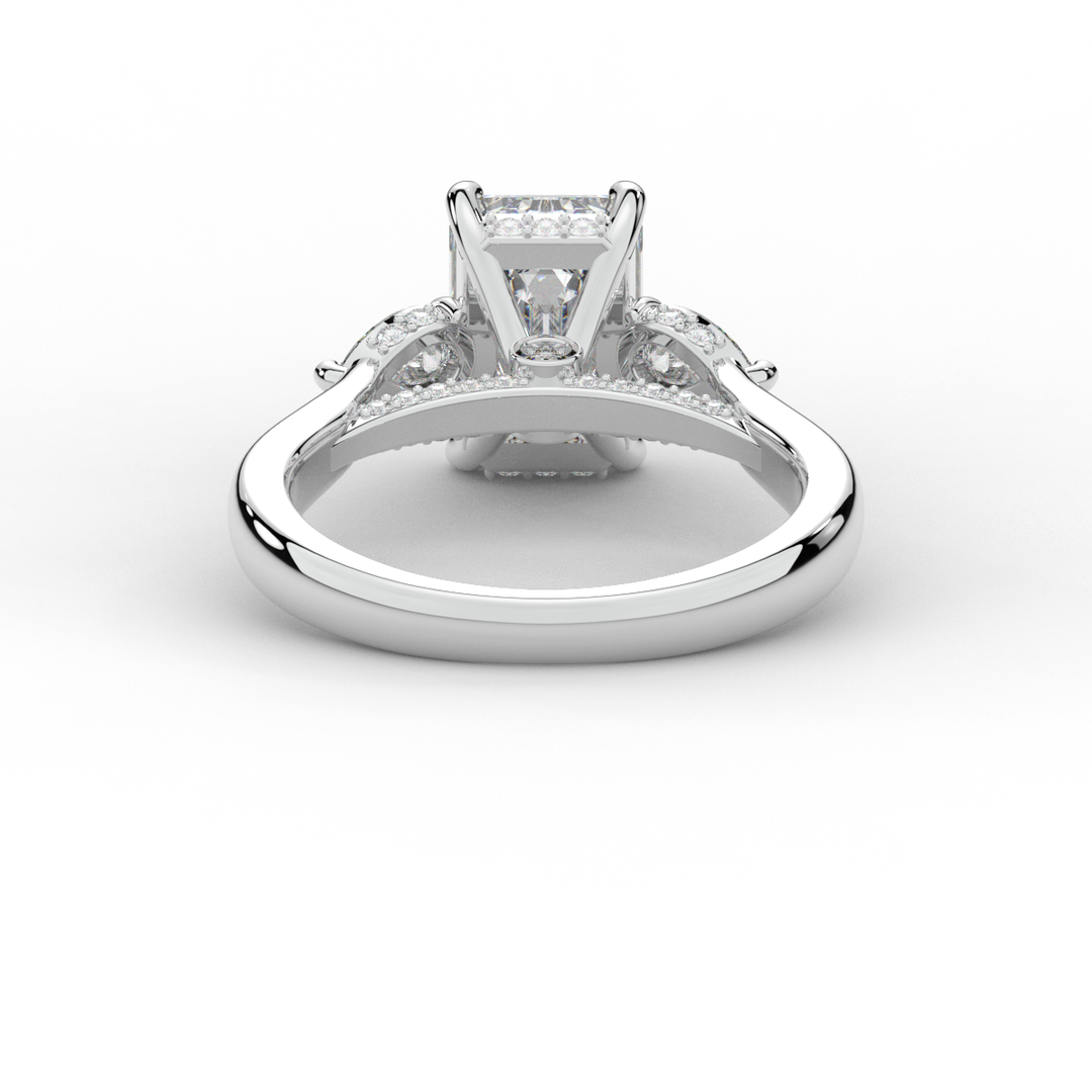 2.40CT.TW EMERALD CUT LAB DIAMOND 3 STONE ENGAGEMENT RING - Nazarelle