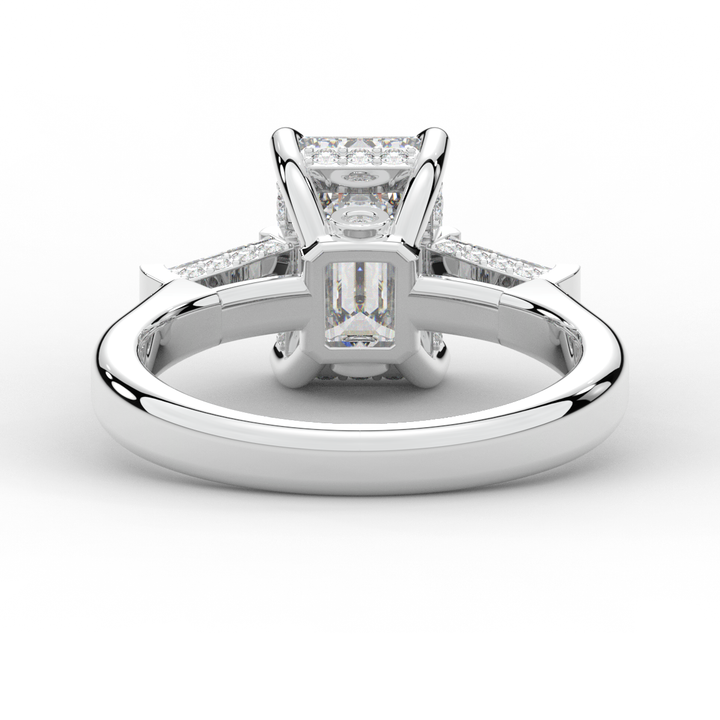 3.45CT.TW EMERALD CUT LAB DIAMOND 3 STONE ENGAGEMENT RING - Nazarelle