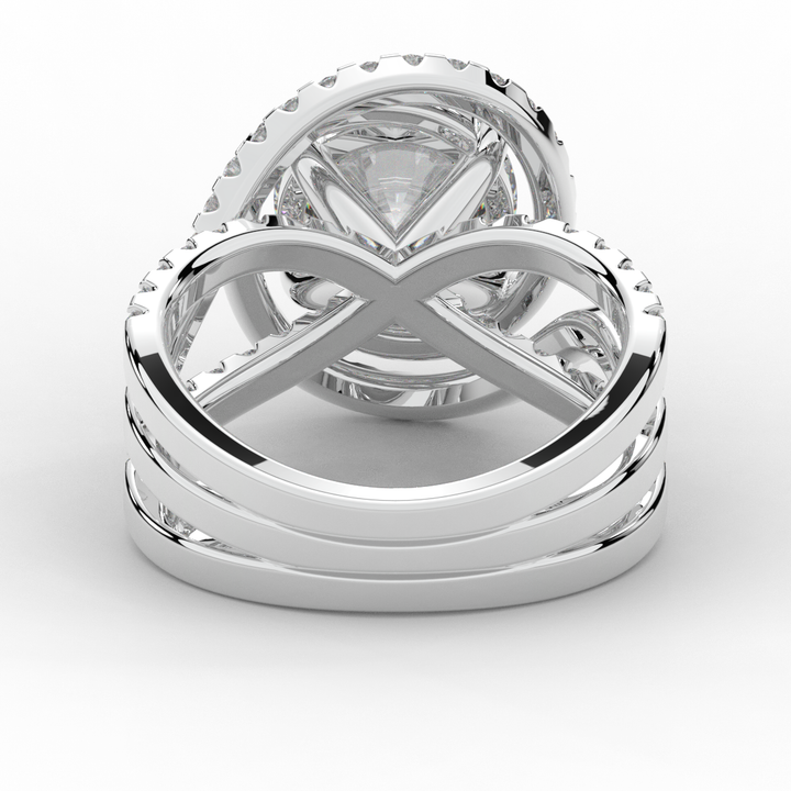 3.90CT.TW ROUND LAB DIAMOND TWIST HALO ENGAGEMENT RING - Nazarelle