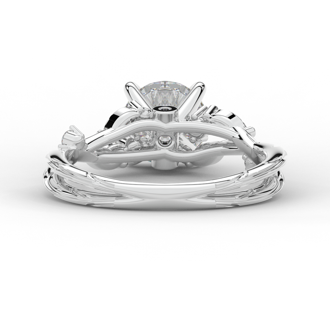 1.75CT.TW ROUND LAB DIAMOND STYLIZED VINE AND TREE BARK FINISH ENGAGEMENT RING - Nazarelle