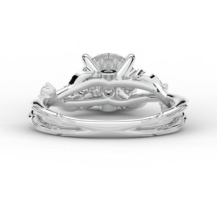 1.75CT.TW ROUND LAB DIAMOND STYLIZED VINE AND TREE BARK FINISH ENGAGEMENT RING - Nazarelle