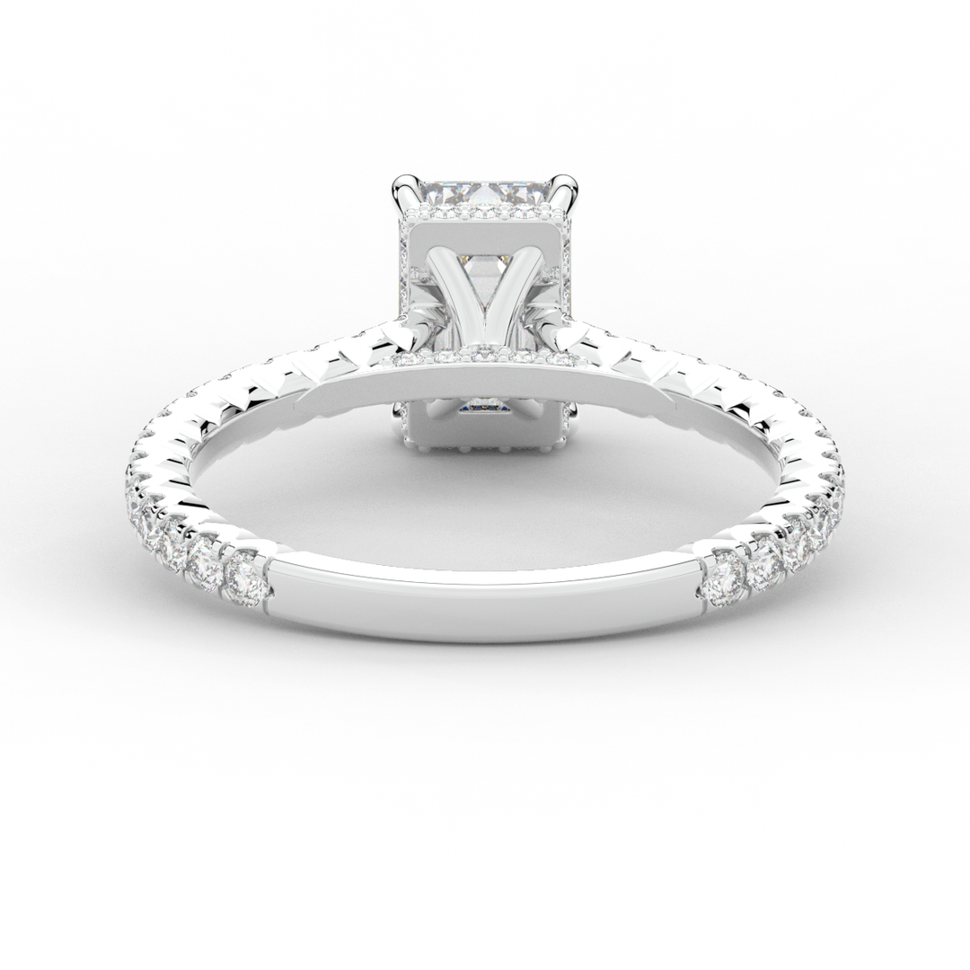 2.10CT.TW EMERALD CUT LAB DIAMOND UNDERHALO SOLITAIRE ENGAGEMENT RING - Nazarelle