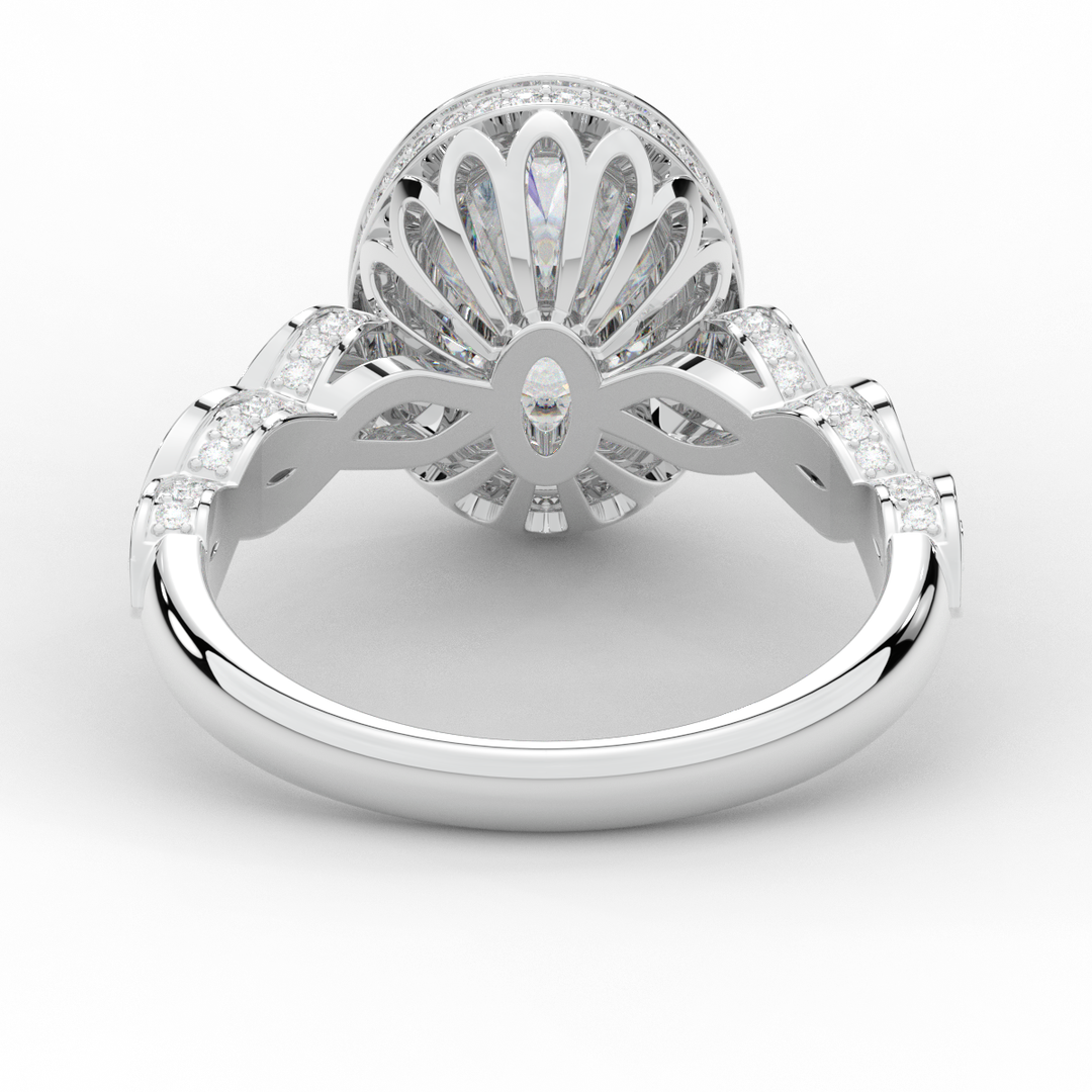 3.10CT.TW OVAL LAB DIAMOND HALO ENGAGEMENT RING - Nazarelle