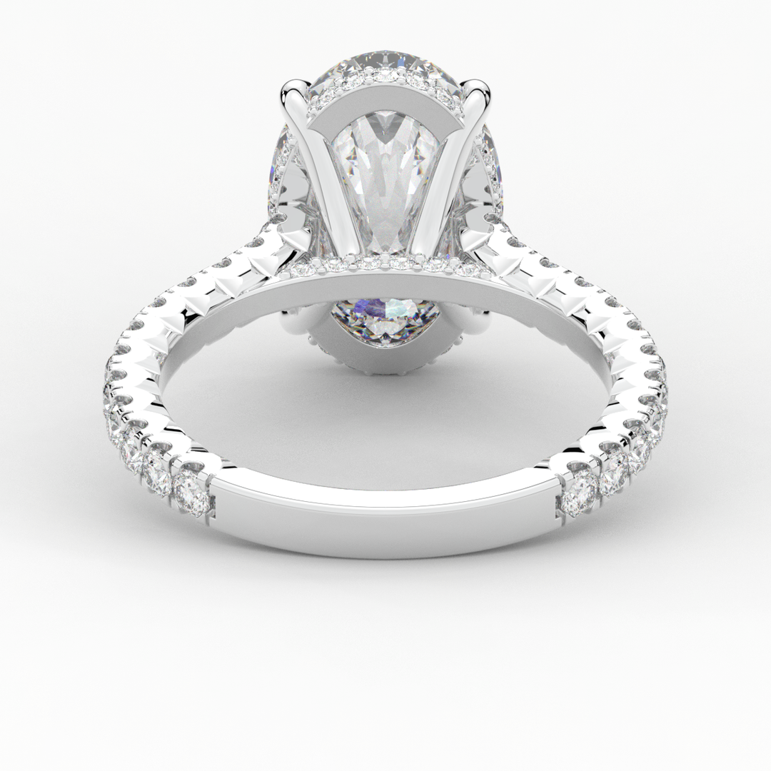 4.70CT.TW OVAL LAB DIAMOND UNDERHALO SOLITAIRE ENGAGEMENT RING - Nazarelle