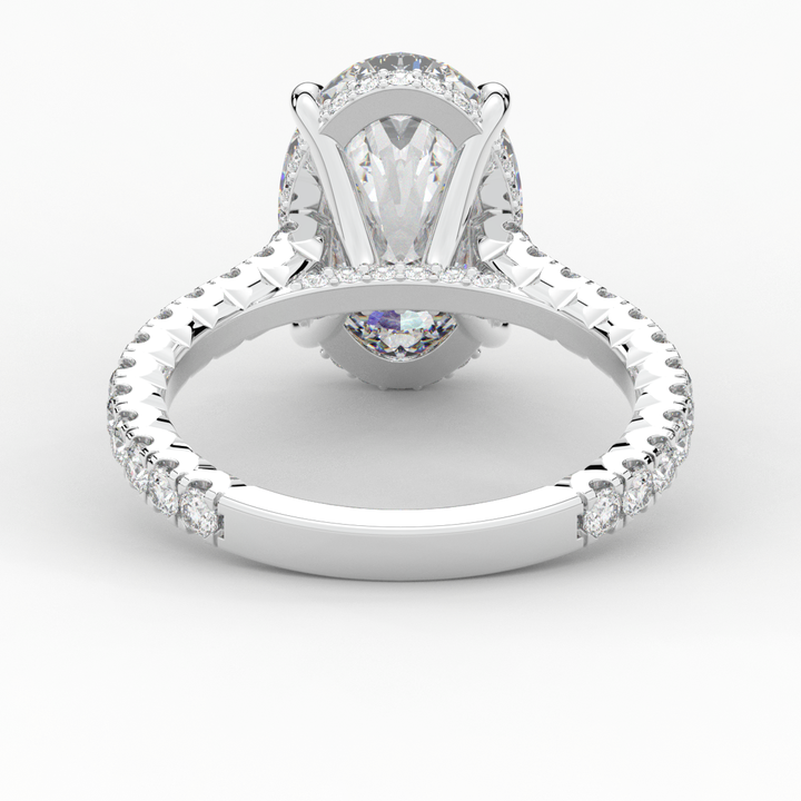 4.70CT.TW OVAL LAB DIAMOND UNDERHALO SOLITAIRE ENGAGEMENT RING - Nazarelle