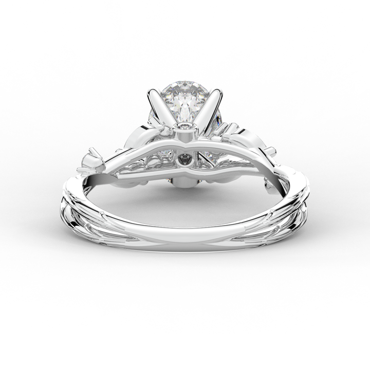2.25CT.TW OVAL LAB DIAMOND STYLIZED VINE AND TREE BARK FINISH ENGAGEMENT RING - Nazarelle