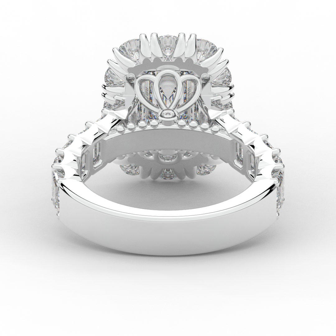 6.00CT.TW EMERALD CUT LAB DIAMOND HALO ENGAGEMENT RING - Nazarelle