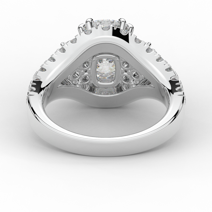 3.10CT.TW CUSHION LAB DIAMOND HALO ENGAGEMENT RING - Nazarelle