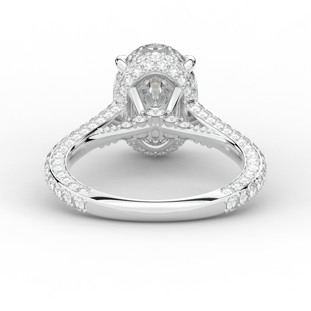 4.00CT.TW OVAL LAB DIAMOND UNDERHALO SOLITAIRE ENGAGEMENT RING - Nazarelle