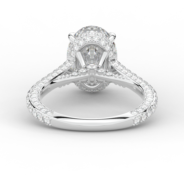 4.00CT.TW OVAL LAB DIAMOND UNDERHALO SOLITAIRE ENGAGEMENT RING - Nazarelle