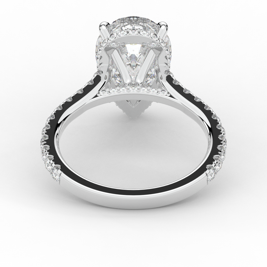4.60CT.TW PEAR LAB DIAMOND UNDERHALO SOLITAIRE ENGAGEMENT RING - Nazarelle