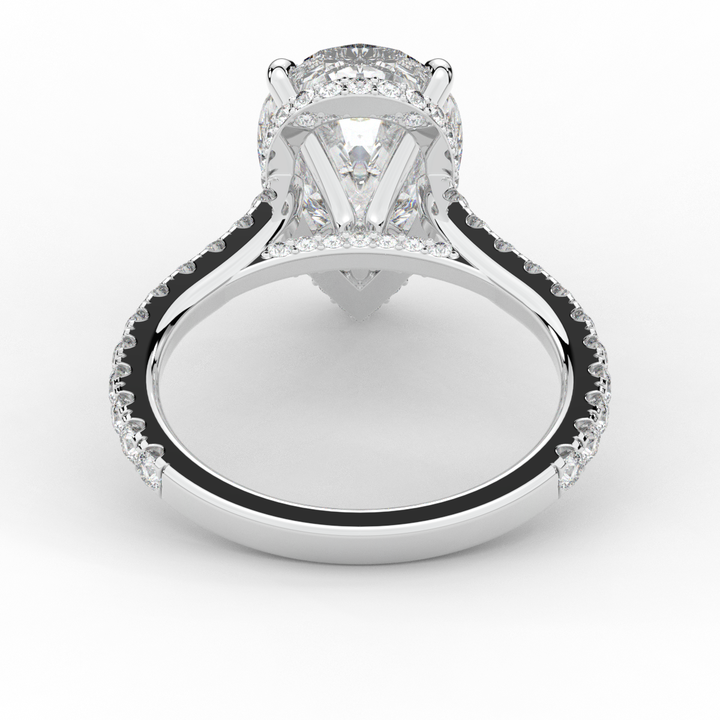 4.60CT.TW PEAR LAB DIAMOND UNDERHALO SOLITAIRE ENGAGEMENT RING - Nazarelle