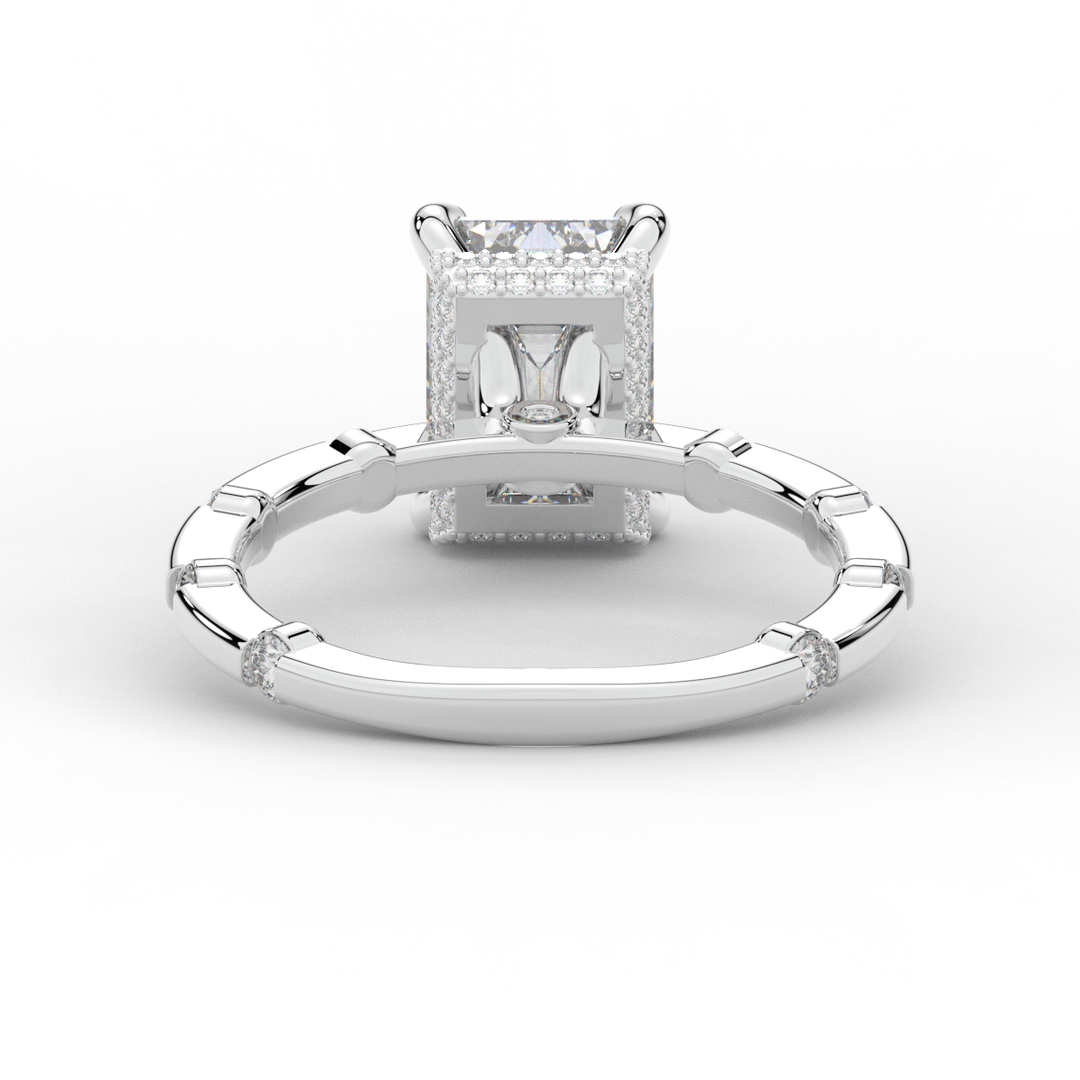 2.60CT.TW RADIANT LAB DIAMOND UNDERHALO SOLITAIRE ENGAGEMENT RING - Nazarelle