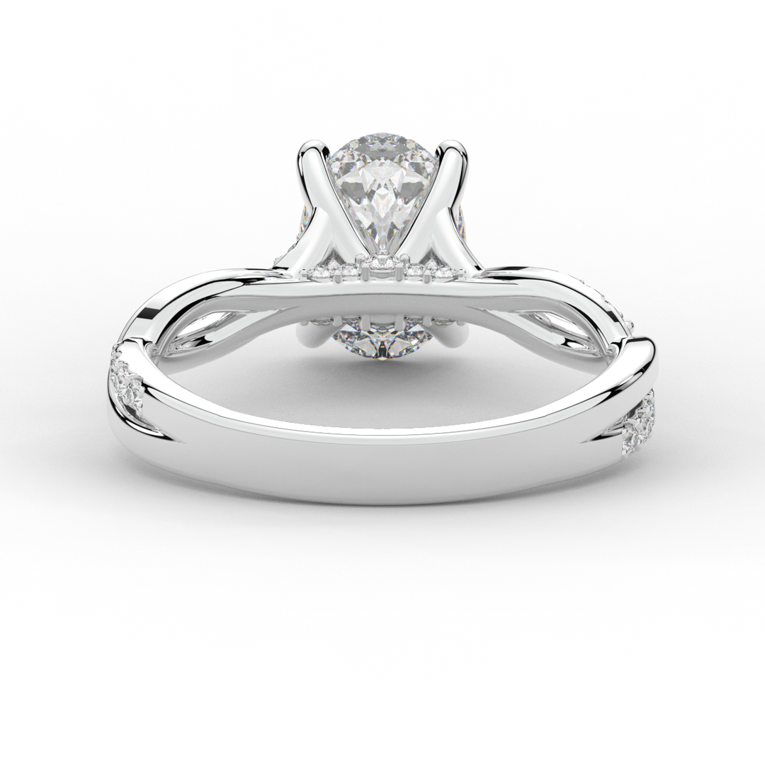 1.70CT.TW OVAL LAB DIAMOND TWIST BAND ENGAGEMENT RING - Nazarelle