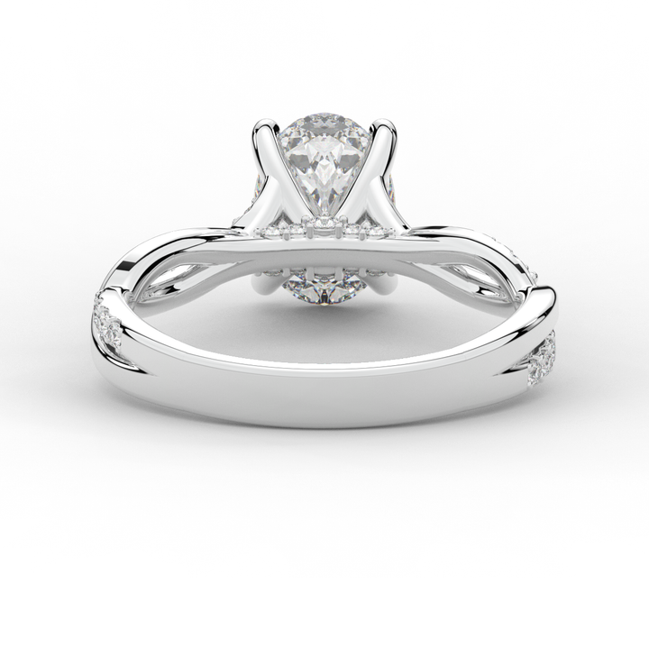 1.70CT.TW OVAL LAB DIAMOND TWIST BAND ENGAGEMENT RING - Nazarelle