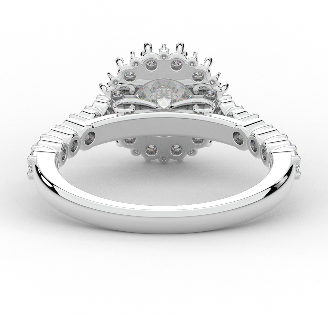 1.60CT.TW ROUND LAB DIAMOND HALO ENGAGEMENT RING - Nazarelle