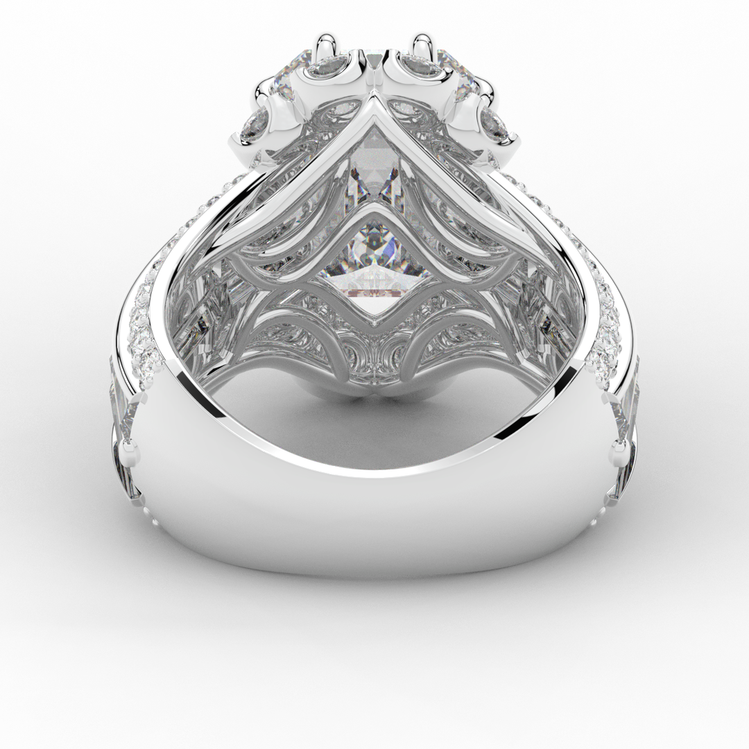 8.25CT.TW EMERALD CUT LAB DIAMOND HALO ENGAGEMENT RING - Nazarelle