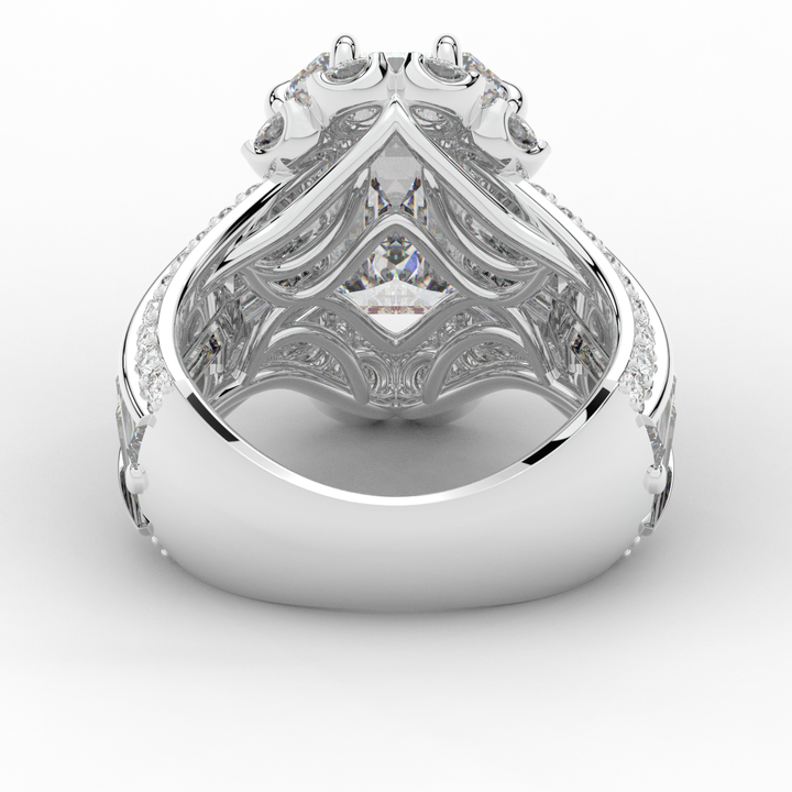 8.25CT.TW EMERALD CUT LAB DIAMOND HALO ENGAGEMENT RING - Nazarelle