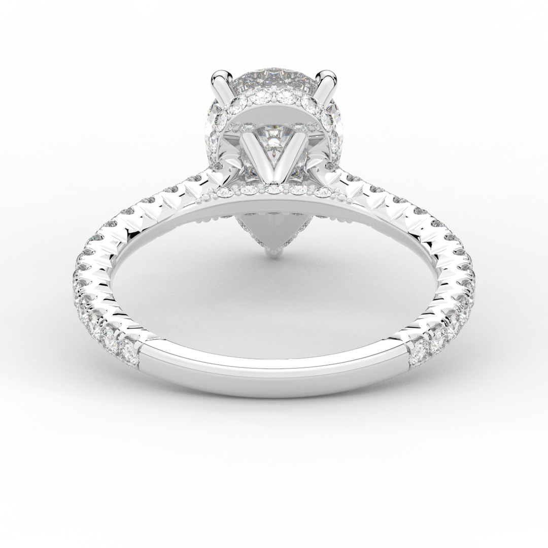 2.50CT.TW PEAR LAB DIAMOND UNDERHALO SOLITAIRE ENGAGEMENT RING - Nazarelle