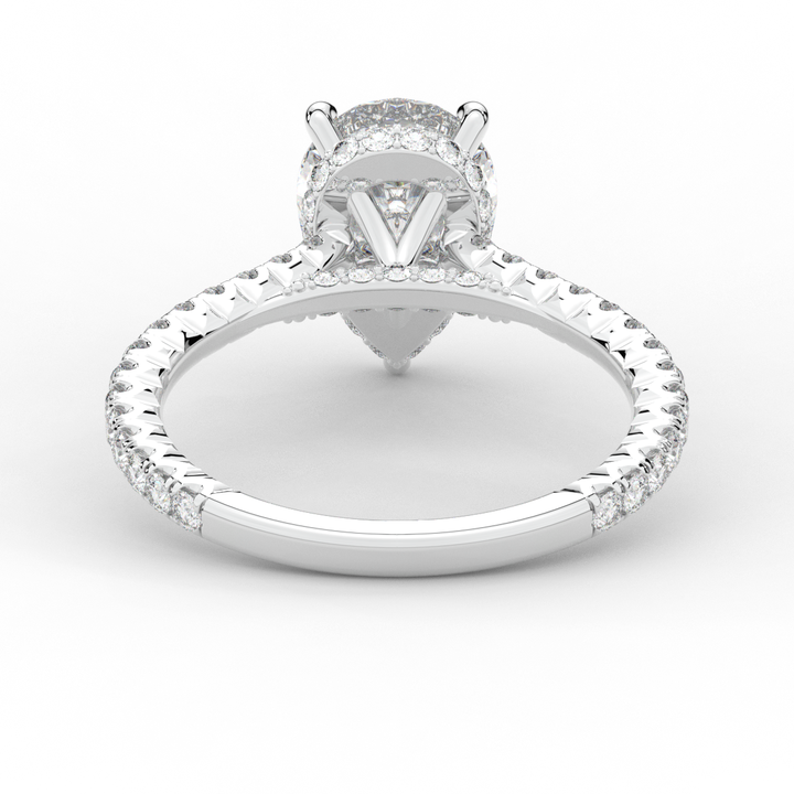 2.50CT.TW PEAR LAB DIAMOND UNDERHALO SOLITAIRE ENGAGEMENT RING - Nazarelle