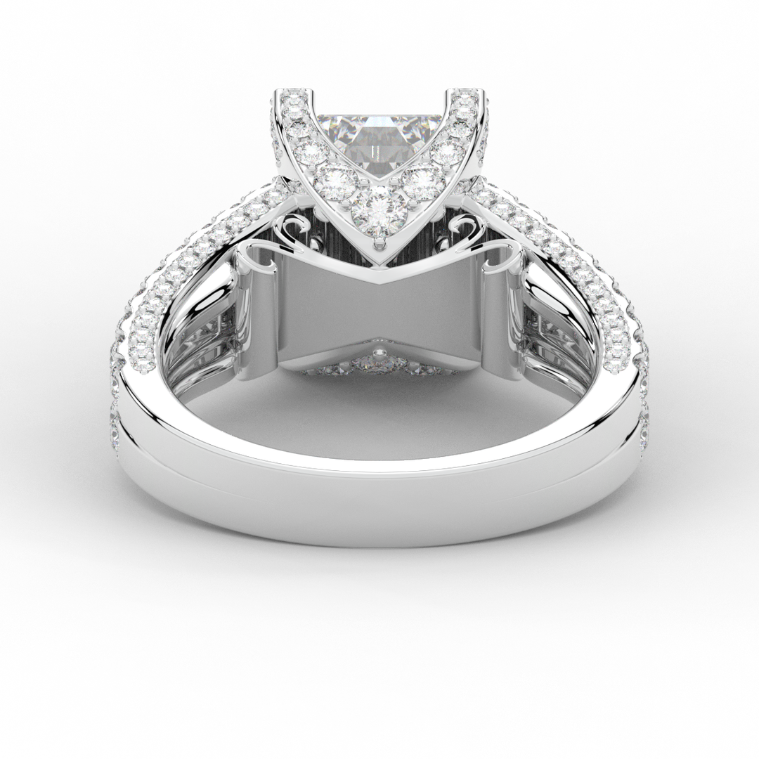 4.60CT.TW EMERALD CUT LAB DIAMOND SPLIT SHANK ENGAGEMENT RING - Nazarelle