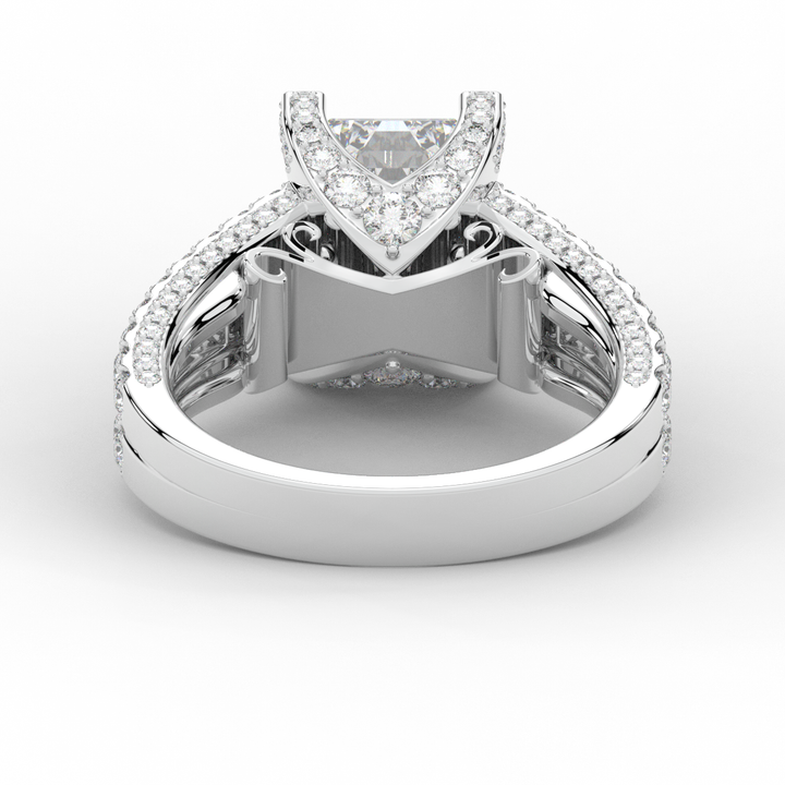 4.60CT.TW EMERALD CUT LAB DIAMOND SPLIT SHANK ENGAGEMENT RING - Nazarelle