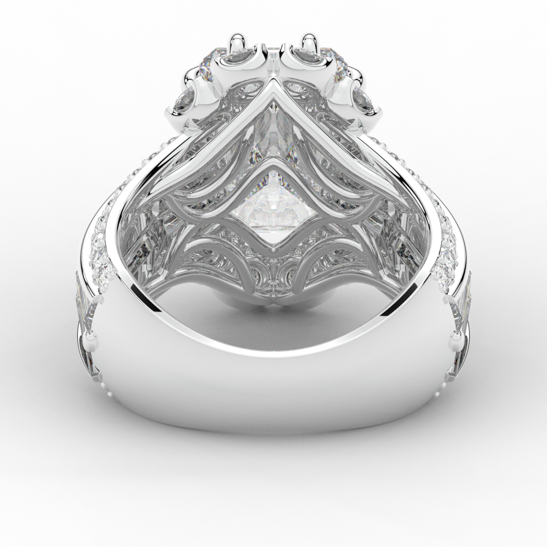 8.25CT.TW RADIANT LAB DIAMOND HALO ENGAGEMENT RING - Nazarelle