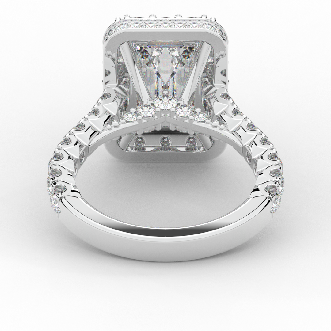 4.50CT.TW EMERALD CUT LAB DIAMOND HALO ENGAGEMENT RING - Nazarelle