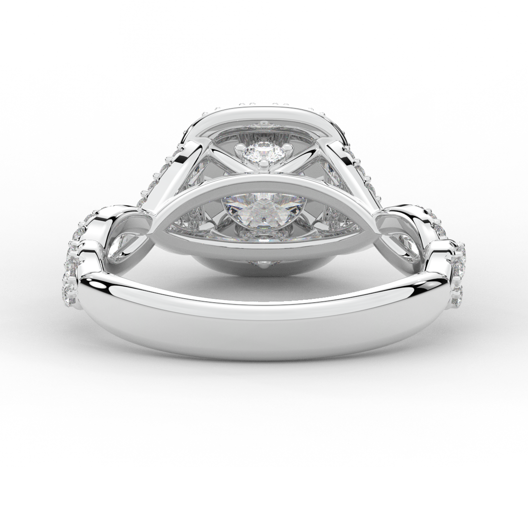 1.30CT.TW ROUND LAB DIAMOND HALO ENGAGEMENT RING - Nazarelle