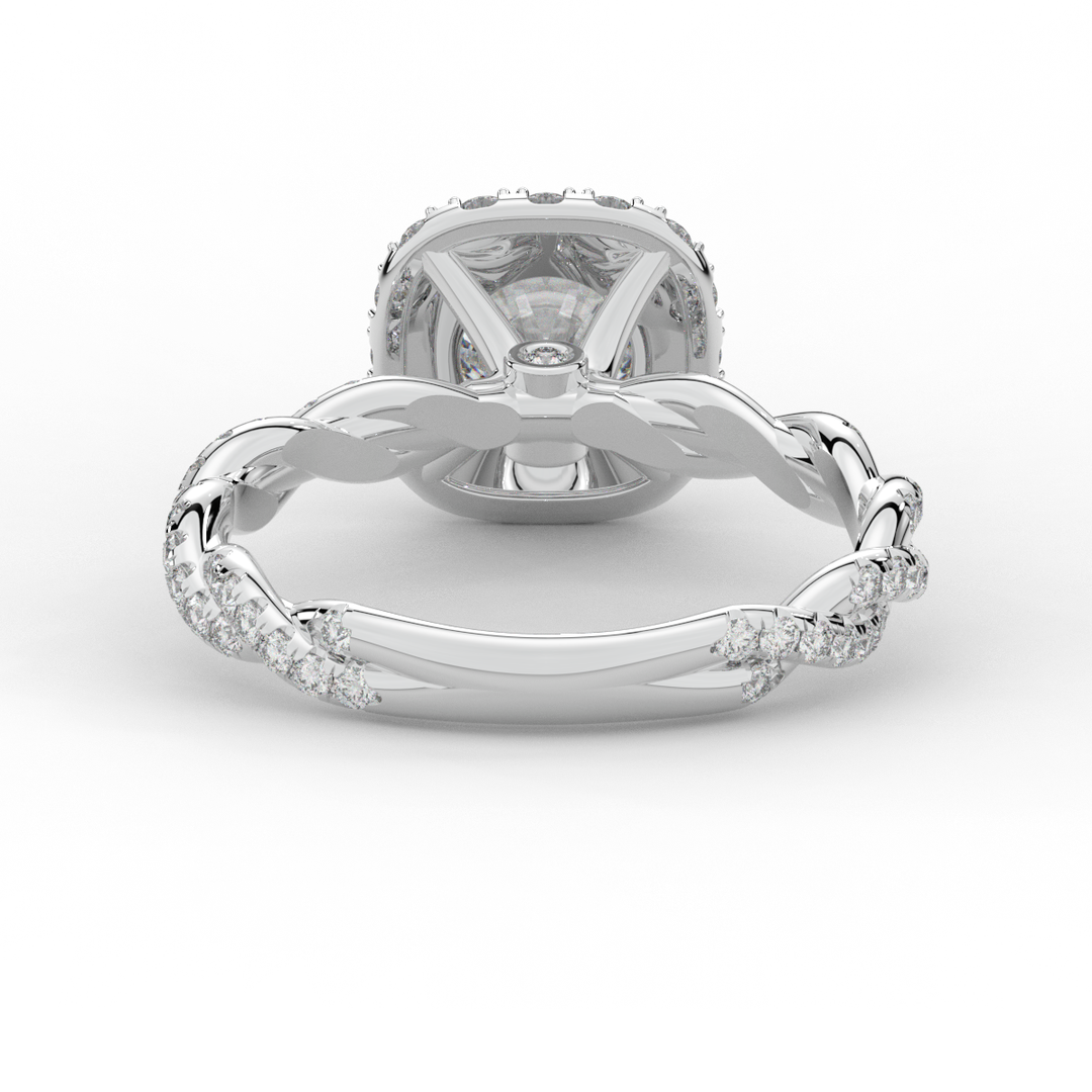 1.55CT.TW ROUND LAB DIAMOND HALO TWIST ENGAGEMENT RING - Nazarelle