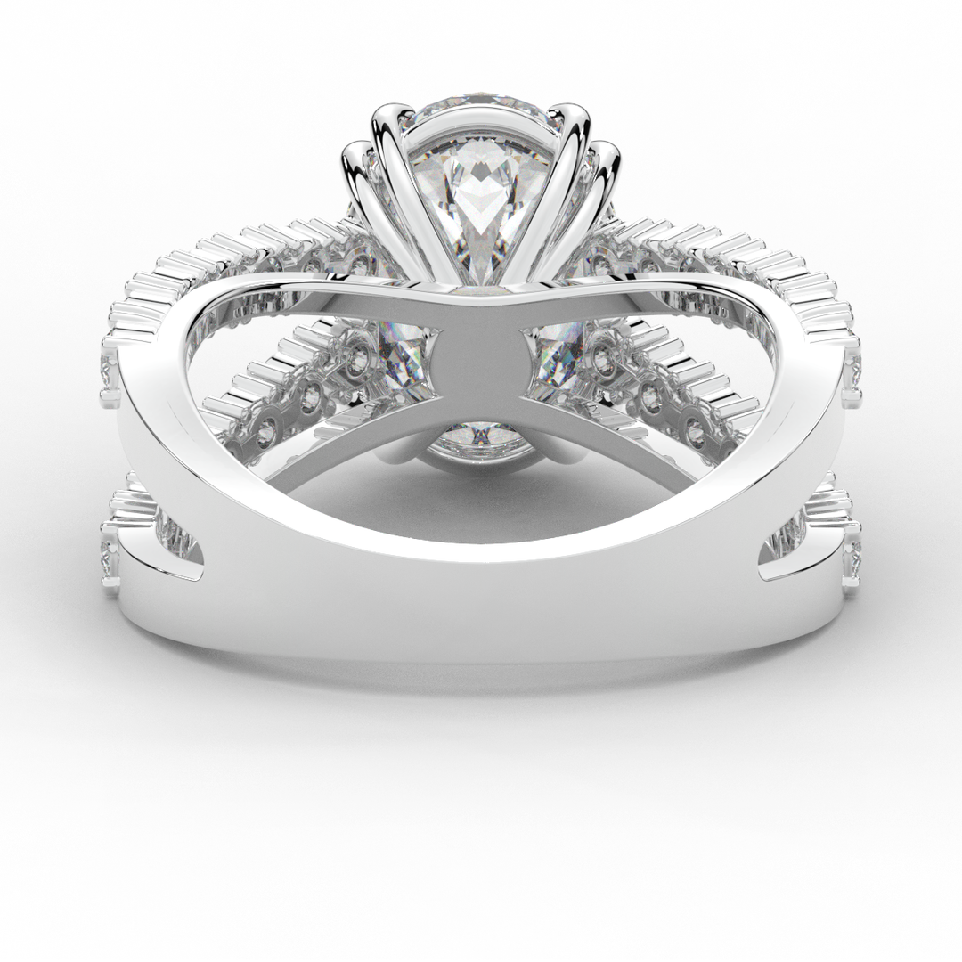 3.75CT.TW OVAL LAB DIAMOND SPLIT BAND ENGAGEMENT RING