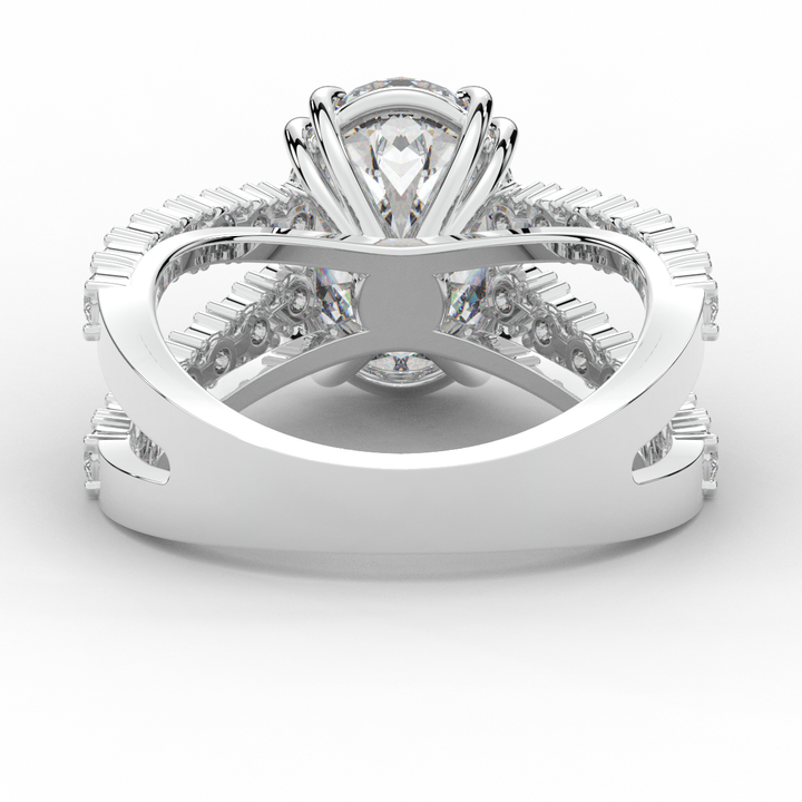 3.75CT.TW OVAL LAB DIAMOND SPLIT BAND ENGAGEMENT RING