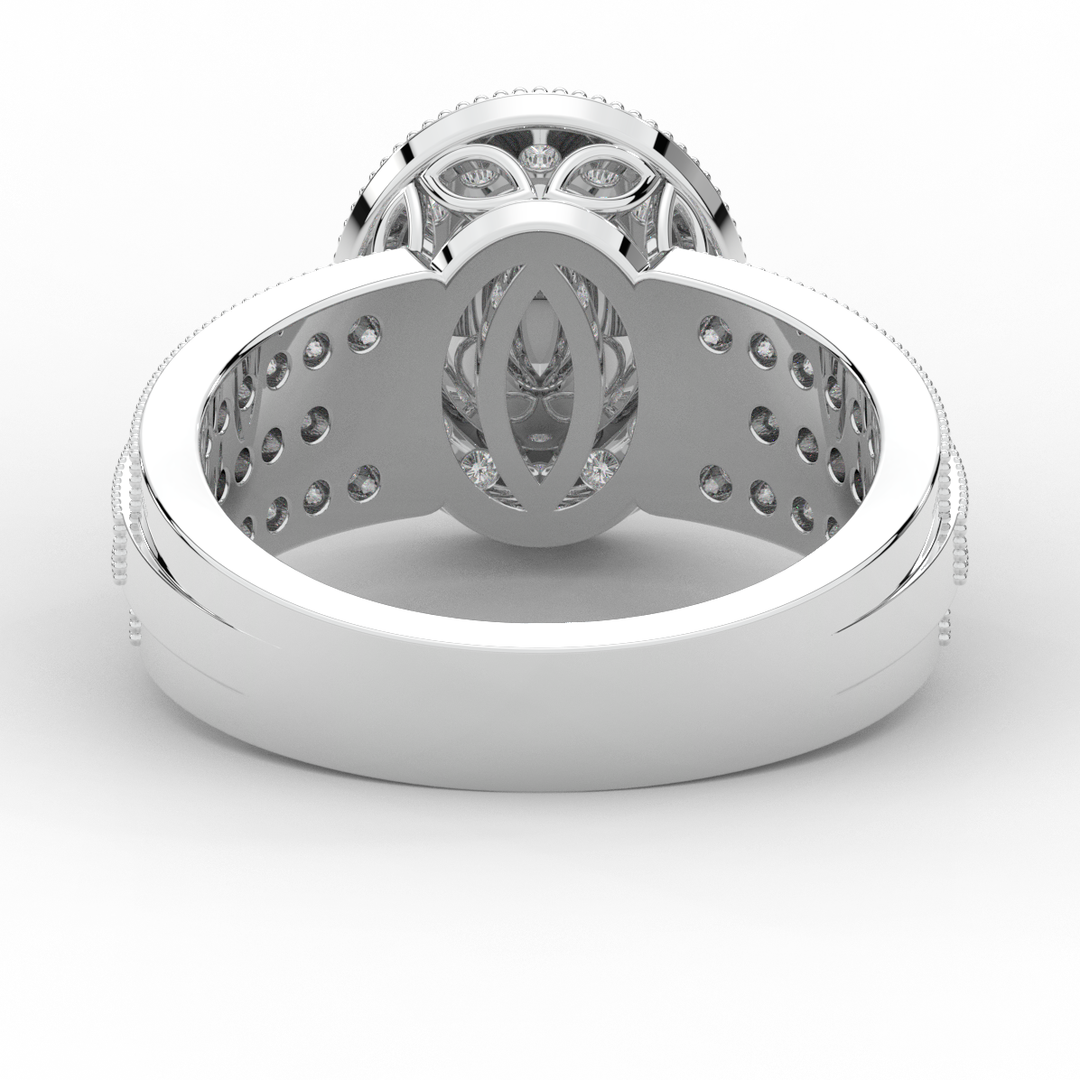 1.80CT.TW OVAL LAB DIAMOND HALO ENGAGEMENT RING - Nazarelle