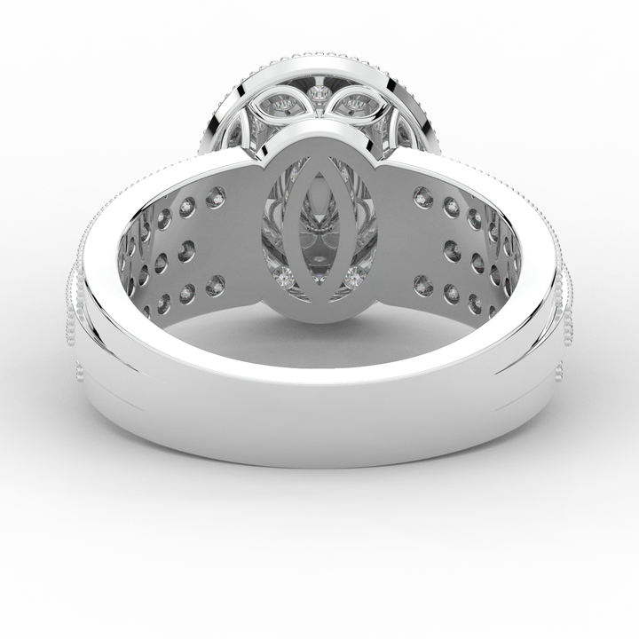 1.80CT.TW OVAL LAB DIAMOND HALO ENGAGEMENT RING - Nazarelle