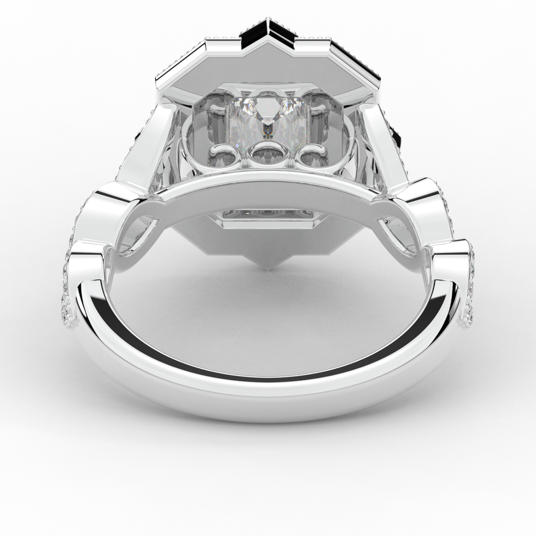 1.90CT.TW EMERALD CUT LAB DIAMOND HALO ENGAGEMENT RING - Nazarelle