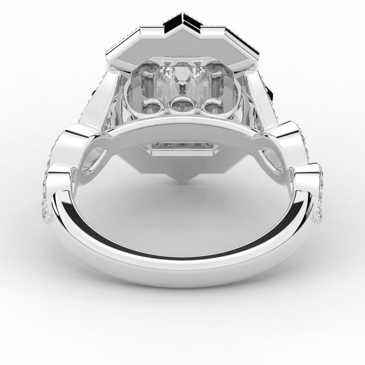 1.90CT.TW EMERALD CUT LAB DIAMOND HALO ENGAGEMENT RING - Nazarelle