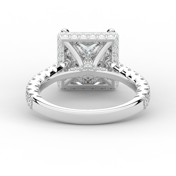 3.90CT.TW PRINCESS LAB DIAMOND HALO ENGAGEMENT RING - Nazarelle